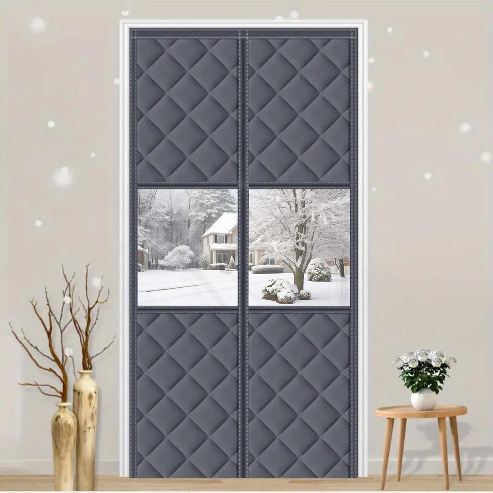 Gray Thermal Insulated Vinyl Magnetic Door Curtain Screen Door Waterproof