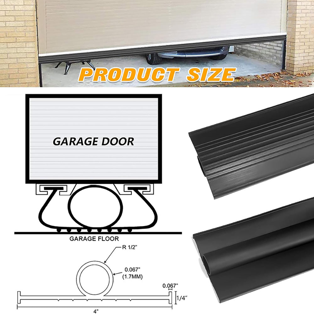Black Universal Weatherproof Rubber Seal Strip Installs Easily For Garage Door Top and Side Seal