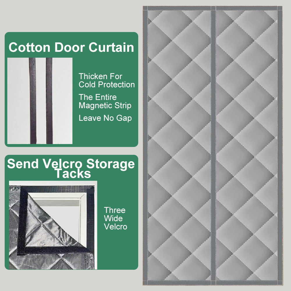 35.5 in. x 83 in. Gray Plastic Thermal Insulated Door Curtain Magnetic Screen Door Waterproof Full Magnetic Stripe
