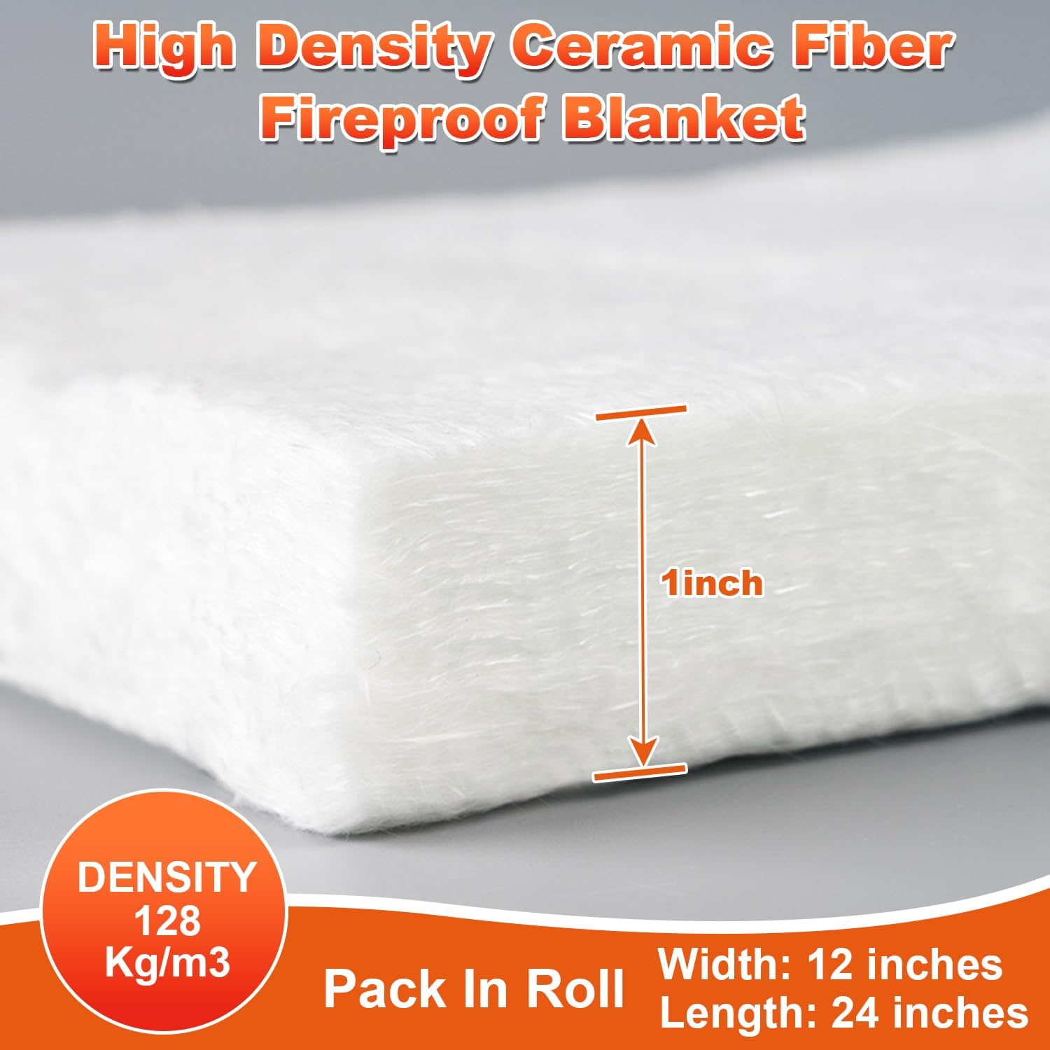 Ceramic Fiber Blanket Fireproof Insulation Baffle Rated to 2400F for Furnace, forging, Kiln and Stove