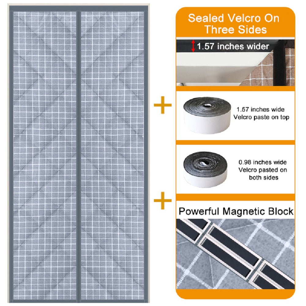31.5 in. x 79 in.  Plastic Thermal Insulated Door Curtain Magnetic Screen Door Noise Reduction Waterproof