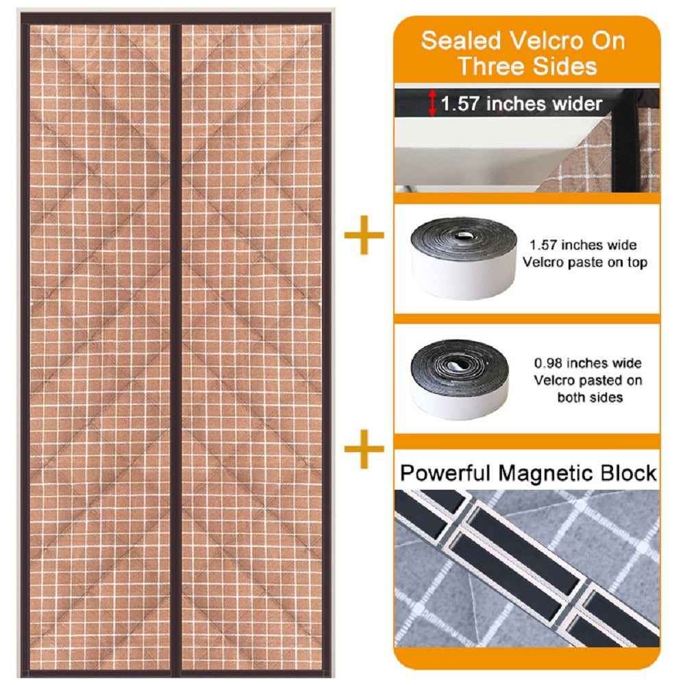 31.5 in. x 79 in.  Plastic Thermal Insulated Door Curtain Magnetic Screen Door Noise Reduction Waterproof