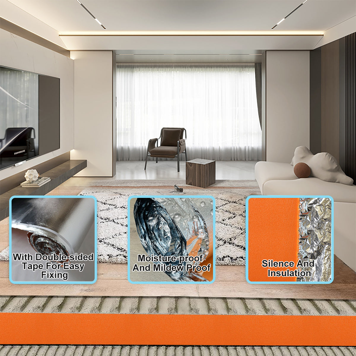 79 mil 2 mm T Moisture Protection Silent Insulation Underlayment for Tile