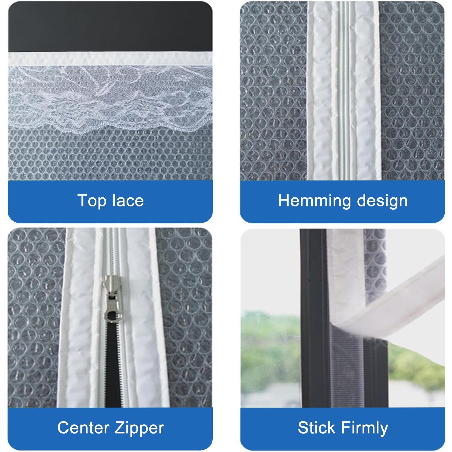 47 in. x 59 in.  Indoor Window Insulation Kit White Bubble Film with Zipper for Winter Keep Cold Out