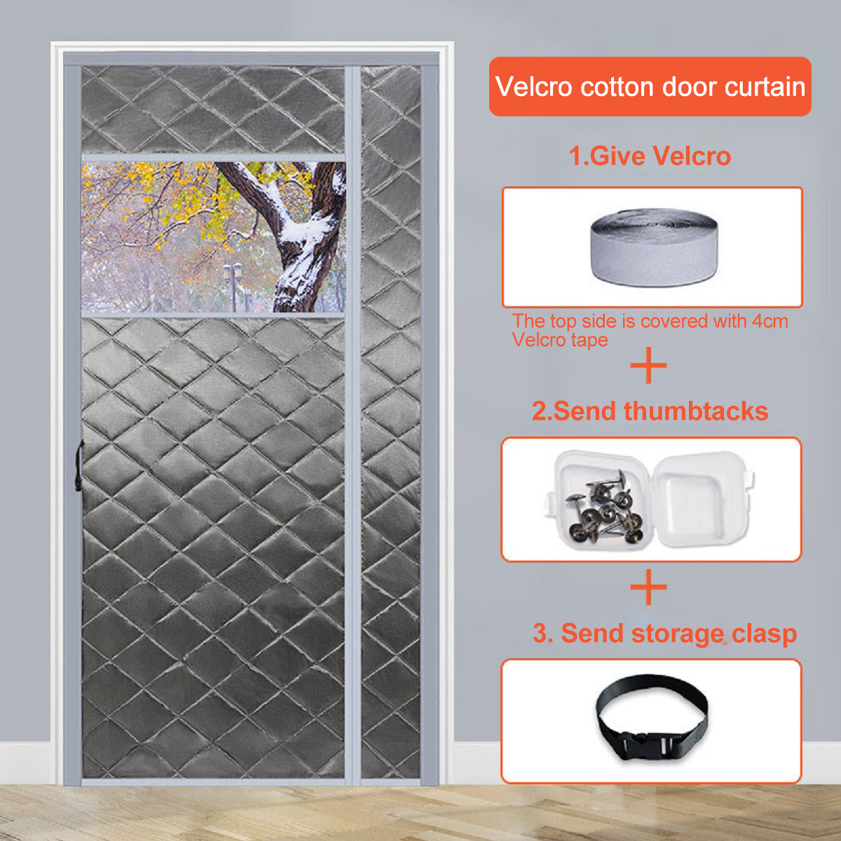 31.5 in. x 79 in.  Plastic Thermal Insulated Door Curtain Magnetic Screen Door Noise Reduction Waterproof