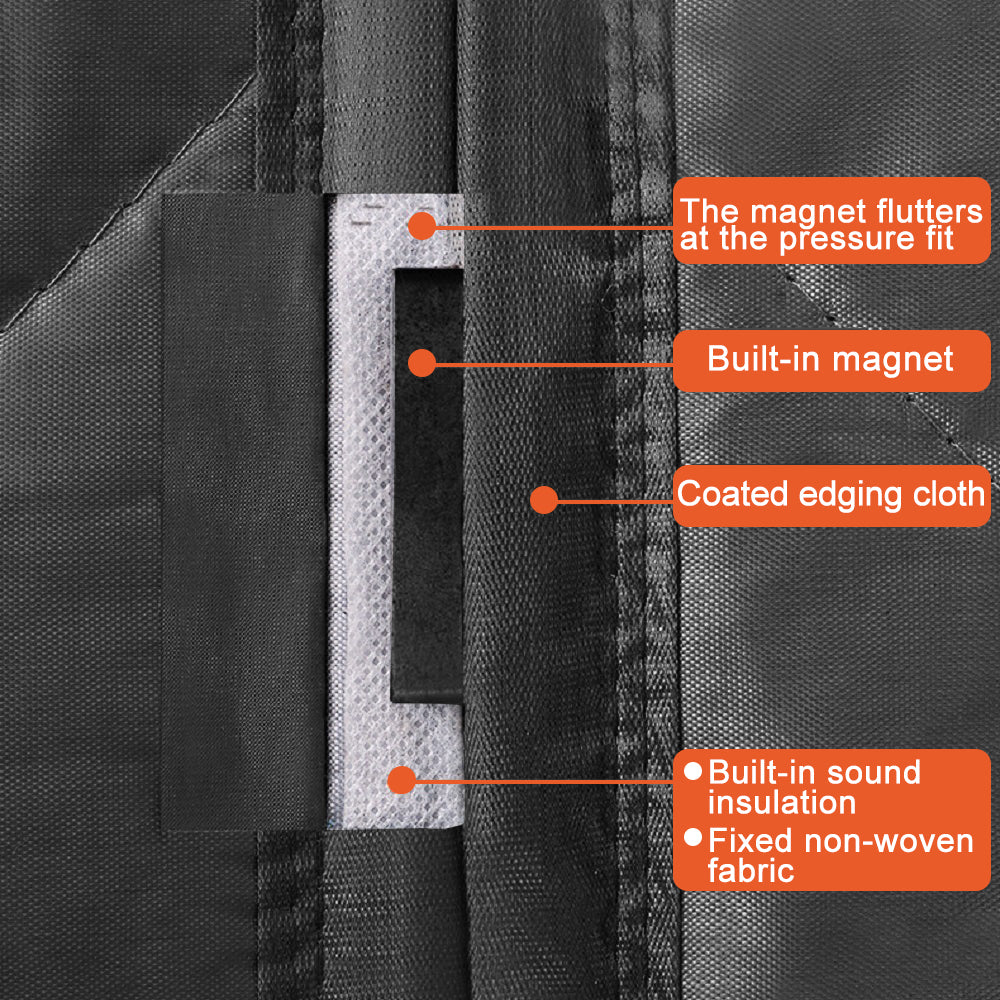 35.5 in. x 83 in. Black Plastic Thermal Insulated Door Curtain Magnetic Screen Door Noise Reduction Waterproof