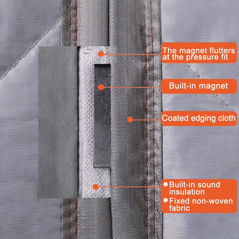 Gray Plastic Thermal Insulated Door Curtain Magnetic Screen Door Noise Reduction Waterproof
