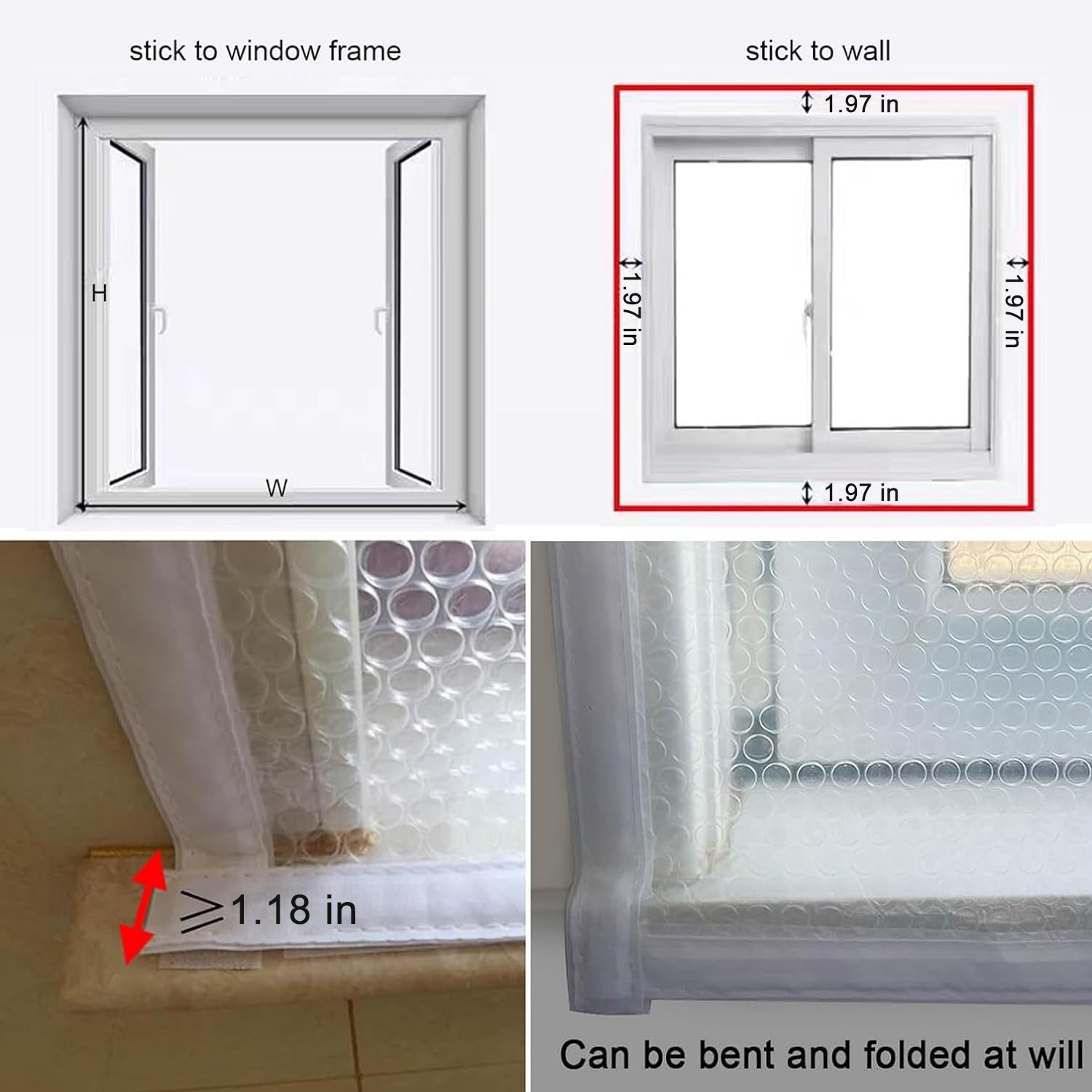 47 in. x 59 in.  Indoor Window Insulation Kit White Bubble Film with Zipper for Winter Keep Cold Out
