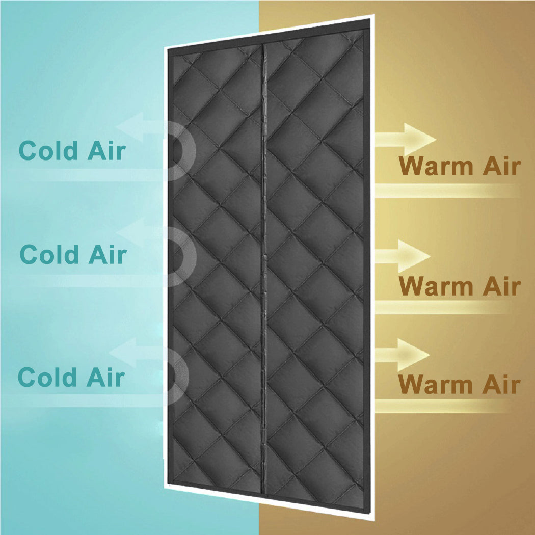 35.5 in. x 83 in. Black Plastic Thermal Insulated Door Curtain Magnetic Screen Door Noise Reduction Waterproof