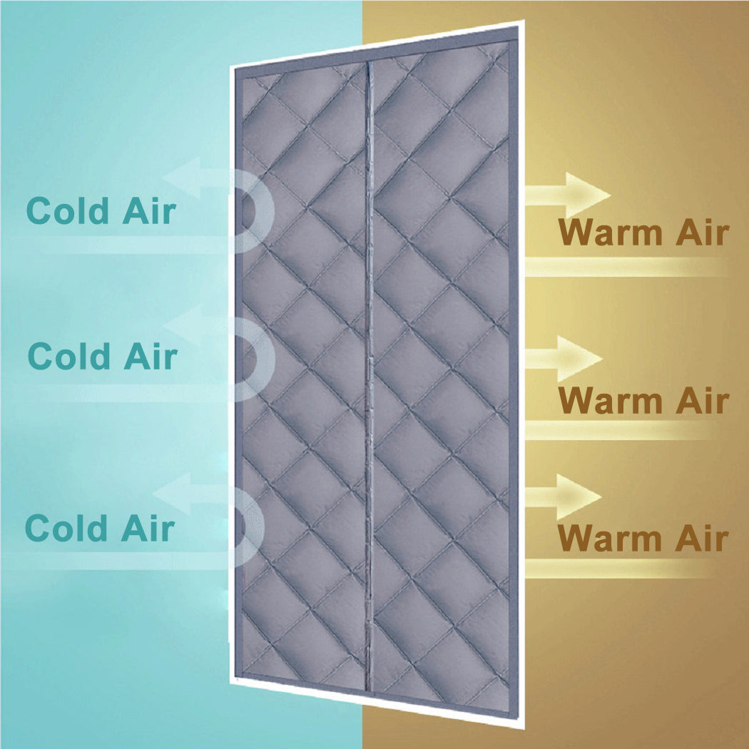 Gray Plastic Thermal Insulated Door Curtain Magnetic Screen Door Noise Reduction Waterproof